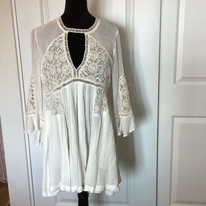 Free People Chic Ivory Lace Women's mini Dress XS